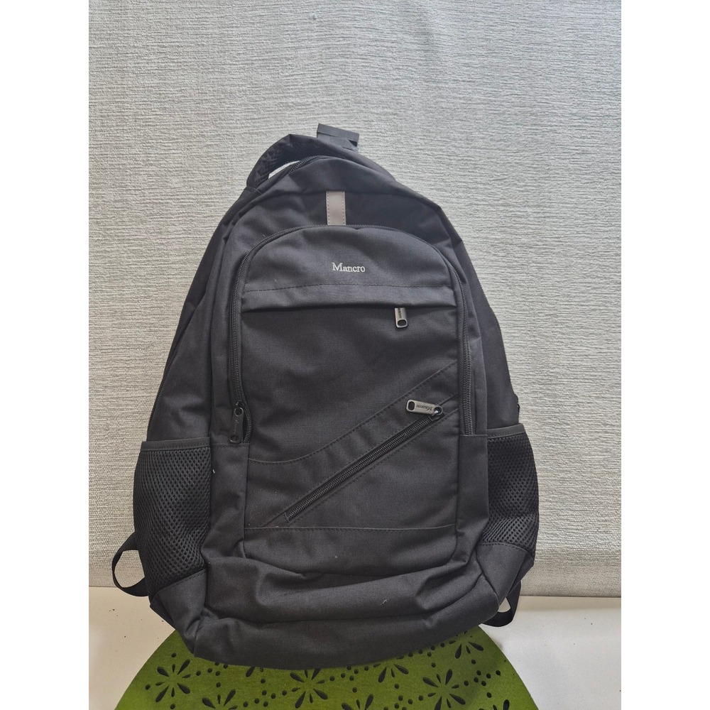 Mancro Black Multi Compartment Travel Laptop Backpack Black Mesh Side Pockets